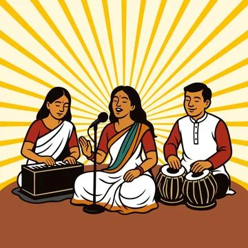 Folk music group bengali vector Stock Illustration
