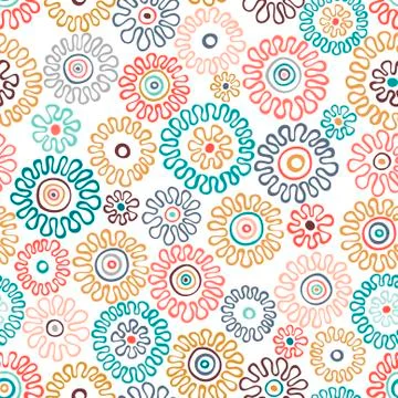 Folk pattern, seamless textile design with bright colorful flowers. Folk art Stock Illustration