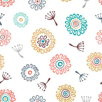 Folk pattern, seamless textile design with bright colorful flowers. Folk art Stock Illustration