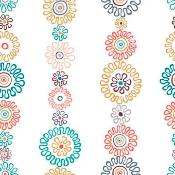 Folk pattern, seamless textile design with bright colorful flowers. Folk art Stock Illustration