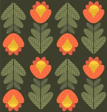 Folk rustic flower pattern Stock Illustration