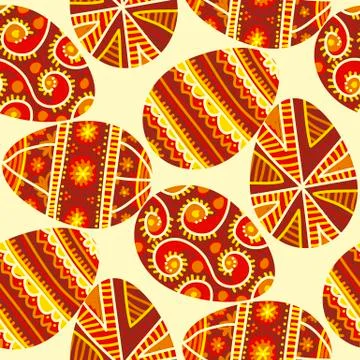 Folk-style easter-egg seamless motif 库存插图