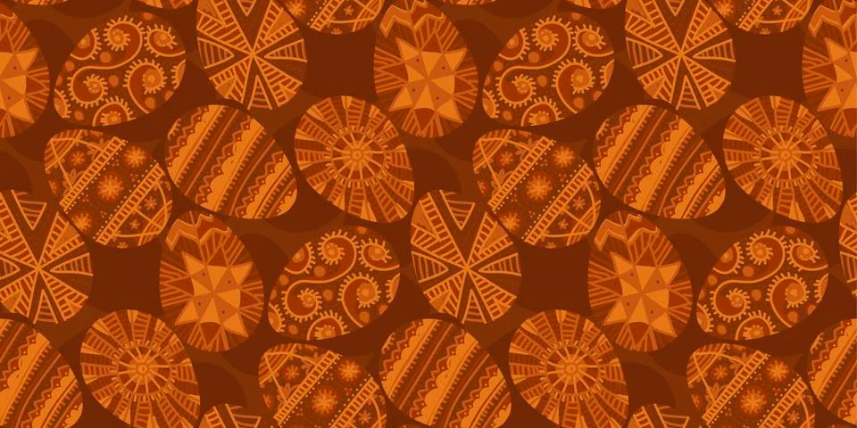 Folk style easter egg seamless pattern in natural colors Illustrazione stock