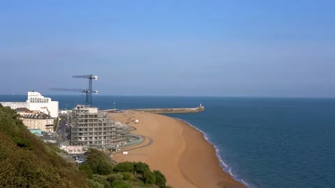 Folkestone beach and sea View Stock Footage 163607233