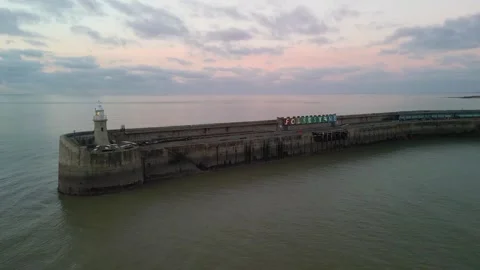 Folkestone Harbour Arm at Dawn Stock Footage 263214050