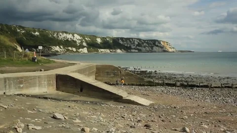 Folkestone Warren beach Stock Footage 70864970