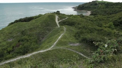 Folkestone Warren paths, Kent, England Stock Footage 70864956
