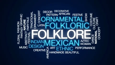 Folklore animated word cloud, text design animation. Stock Footage 78710612
