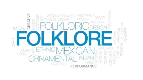 Folklore animated word cloud, text design animation. Kinetic typography. Stock Footage 79285576