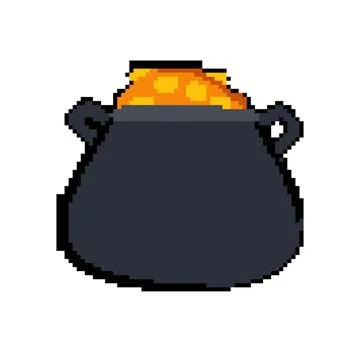 Folklore leprechaun gold pot pixel art vector illustration Stock Illustration