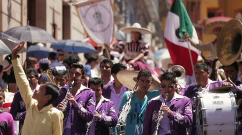 Folkloric band playing instruments Stock Footage 30556740