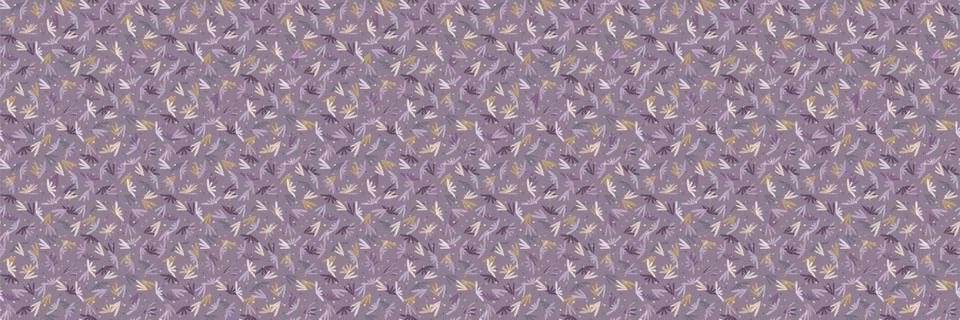 Folkloric tossed leaf border background. Seamless pattern with horizontal Stock Illustration