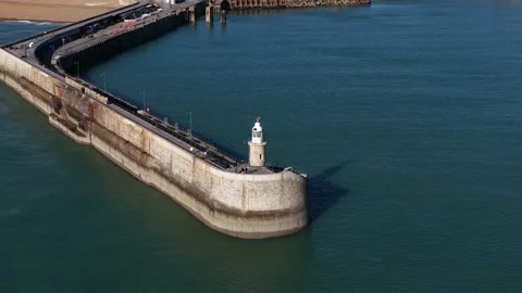 Folkstone harbour Arm and lighthouse. Video stock 320801894