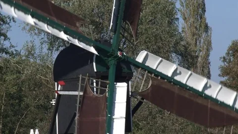Follega windmill - medium shot - cap spider mill Stock Footage 73241166