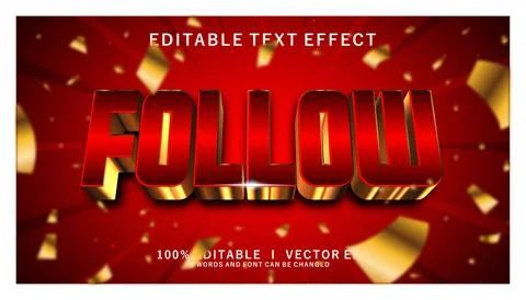 Follow 3d vector text effect with modern style design Stock Illustration