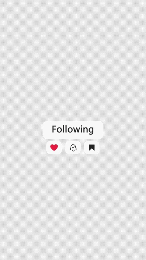 Follow Button Animation with Like, Bell and Save Icons | Vertical 4K Transparent Stock Footage 324494682