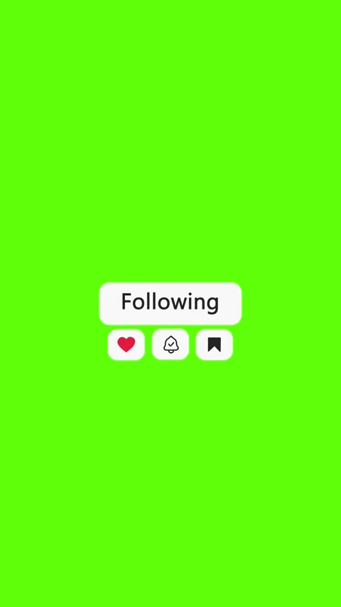Follow Button Animation with Like, Bell, Save Icons | Vertical 4K Green Screen Stock Footage 324494648