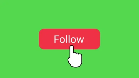 Follow button animation with a clicking hand cursor. Stock Footage 315631079
