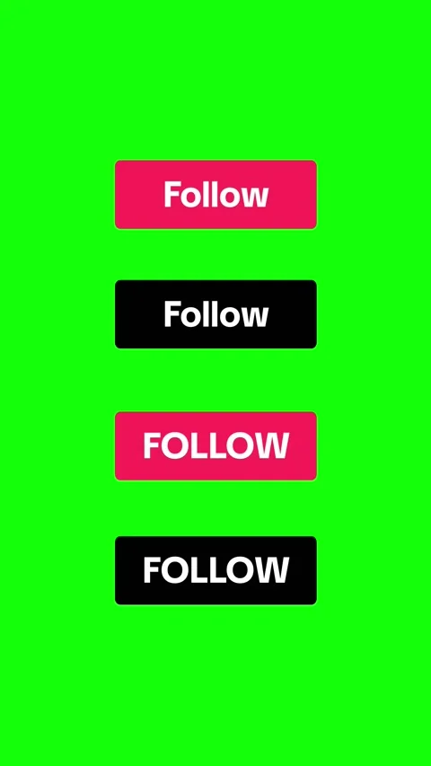 Follow Button Animation Pack Vertical Green Screen 4K Stock Footage 334535900