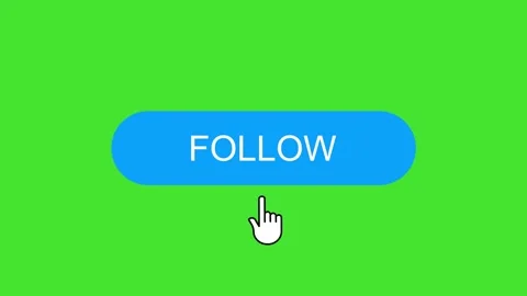 Follow Button Click Animation on Green Screen, Chroma Key Stock Footage 342255597