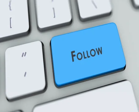 Follow button on computer keyboard. Key is pressed, click for HD Stock Footage 35647823