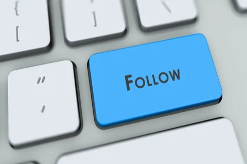 Follow button on computer keyboard. Key is pressed, click for HD Stock Footage 35648807