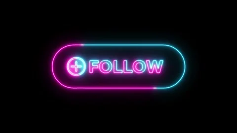 Follow button neon glowing animation Stock Footage 323313194