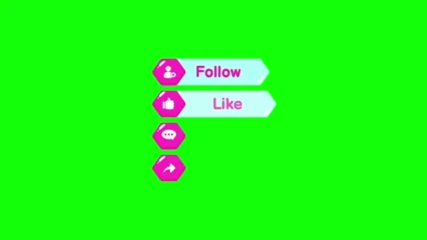 Follow button social media vertical green screen editing growth Stock Footage 345602477