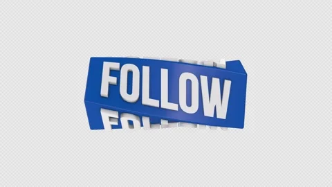 Follow Button Twisted Typography on a Transparent Background. Seamless Loop. 4K Stock Footage 289306993