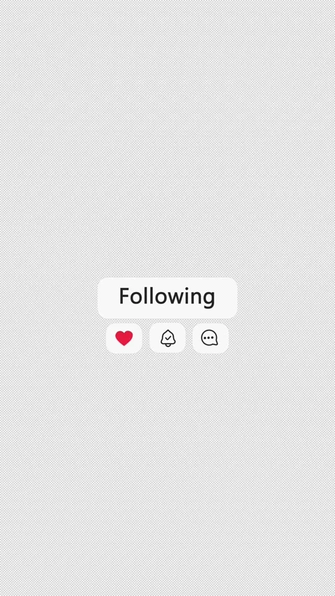 Follow Button UI with Like, Bell, Comment Icons | Vertical 4K Transparent Stock Footage 324494675
