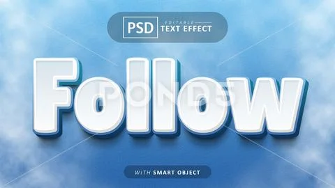 Follow cartoon text effect editable PSD Template