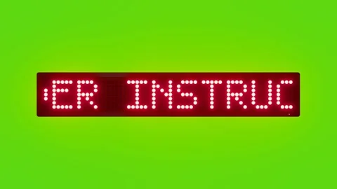 FOLLOW COMMANDER INSTRUCTIONS WITHOUT DELAY Scrolling Red Dot Matrix LED Text Stock Footage 317365253
