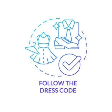 Follow dress code blue gradient concept icon Stock Illustration