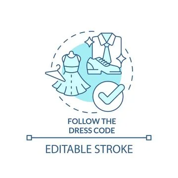 Follow dress code turquoise concept icon Stock Illustration