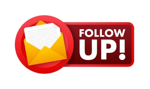 Follow up email message reminder with opened envelope Stock Illustration