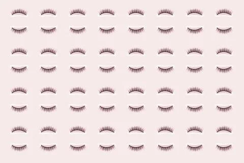 Follow eyelashes on pink background. Pattern. Foto stock