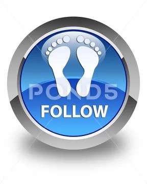 Follow (footprint icon) glossy blue round button: Royalty Free #84370882