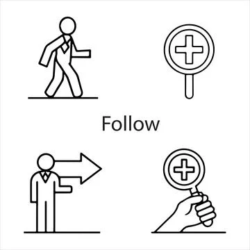Follow icons vector editable eps 10 Stock Illustration