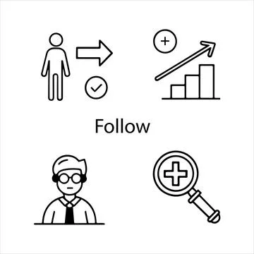 Follow icons vector editable Stock Illustration