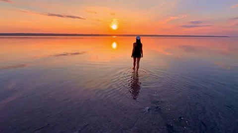 Follow Me: Hand Wave and Walk Into Golden Hour Sunset Stock-Footage 344818766