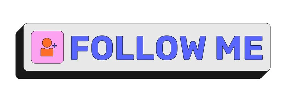 Follow me rectangular UI web button Stock Illustration