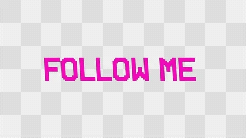 Follow Me - Spinning Retro Pixel Style Title On Alpha Loop Stock Footage 309282545