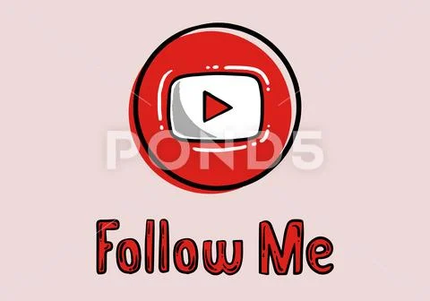 Follow me youtube - button for social media, phone icon symbol logo of ...