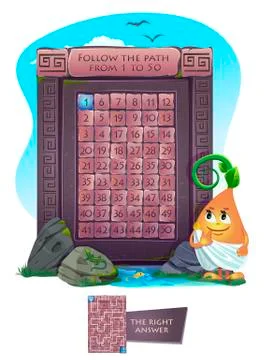 Follow the path  from 1 to 50 Stock Illustration