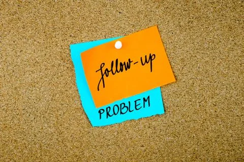 Follow-Up Problem written on paper notes Stock Photos
