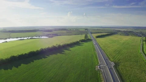 Follow the road between fields. 스톡 동영상 111383595