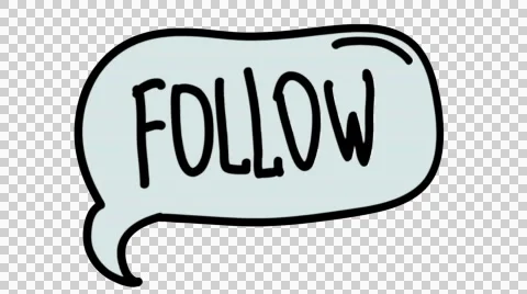 Follow speech bubble hand drawn color animation with transparent background Stock Footage 44156974