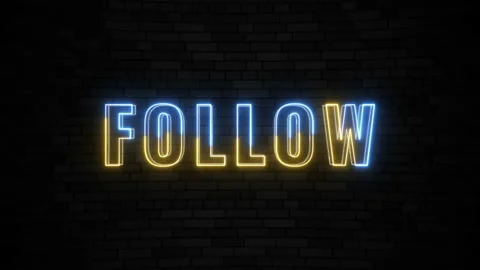 'FOLLOW' thin line neon border lines title animation. Simple seamless loop Stock Footage 154220535