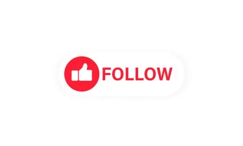 Follow us button. Thumbs up icon. Blogging. Social network symbol in flat sty Stock Illustration