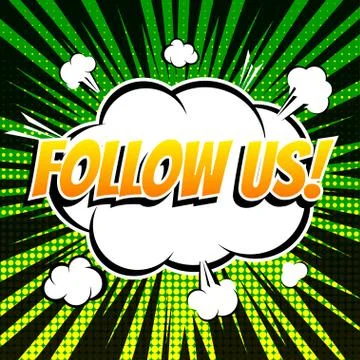 Follow us comic book bubble text retro style Stock Illustration